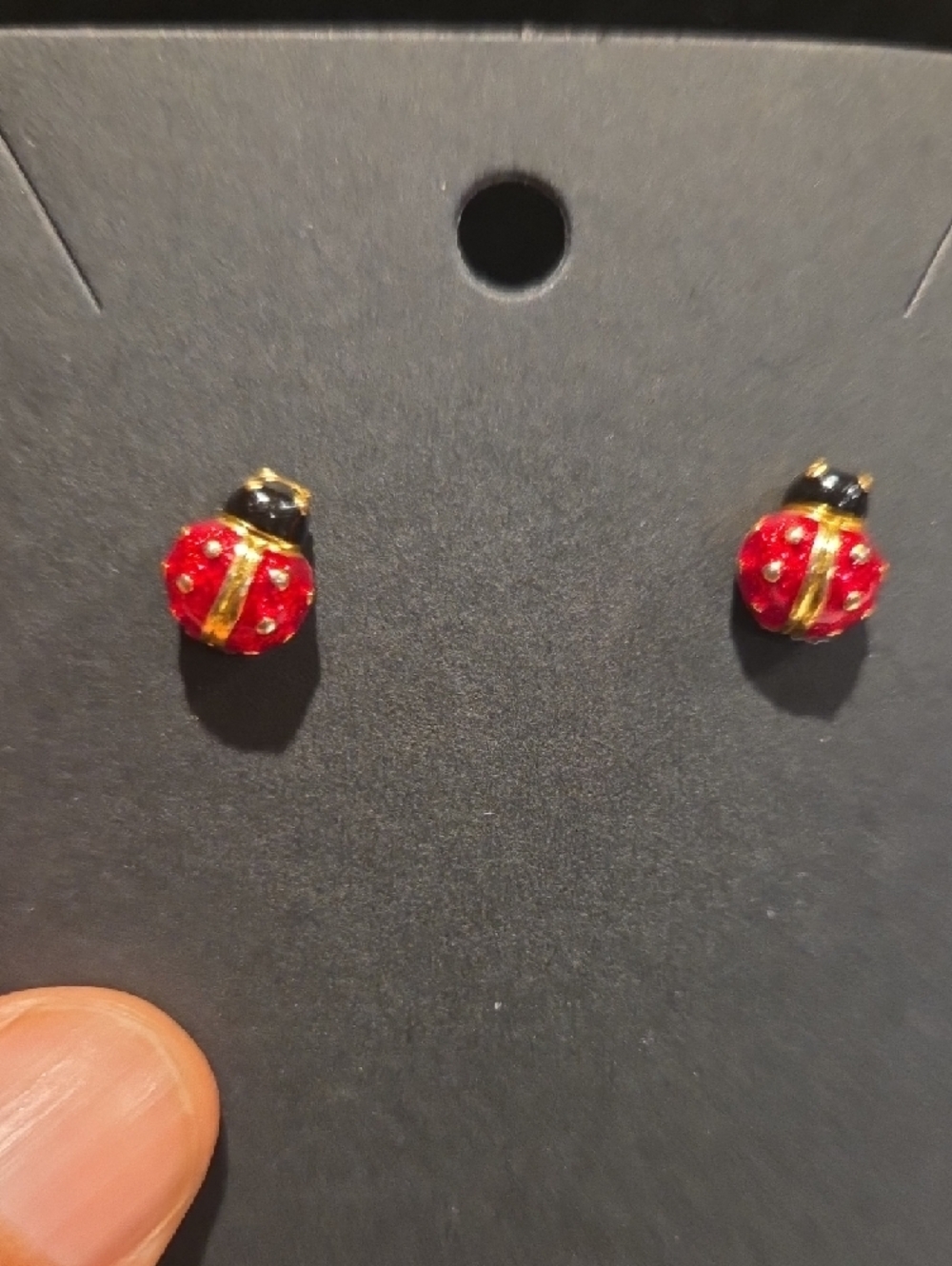 Joan Rivers Gold-Tone Necklace with Red Lady Bug Dangle Beads and Studs - Picture 5 of 14